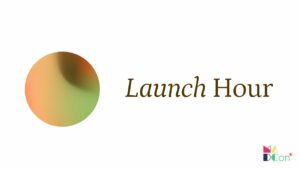 Elegant gradient circle with Launch Hour text and DCON logo on white background.