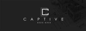Captive Designs logo: sleek, minimalist black-and-white design with geometric C and modern text.