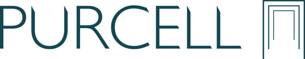 PURCELL architecture logo with geometric design in muted teal.