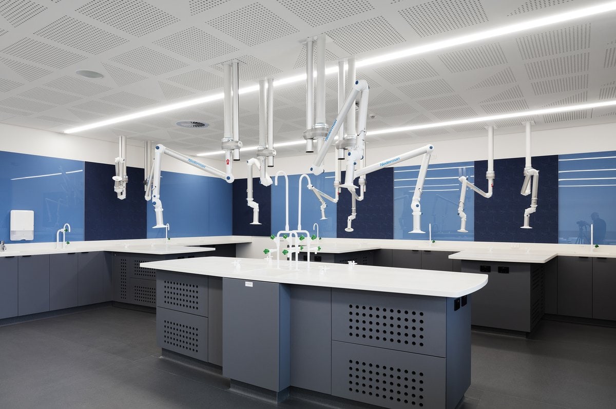 Laboratory workspace at the Sir Zelman Cowen Centre for Science by Cox Architects