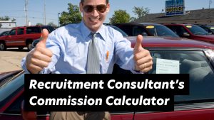 Sales success and positivity in commissions: a smiling consultant celebrating achievements.