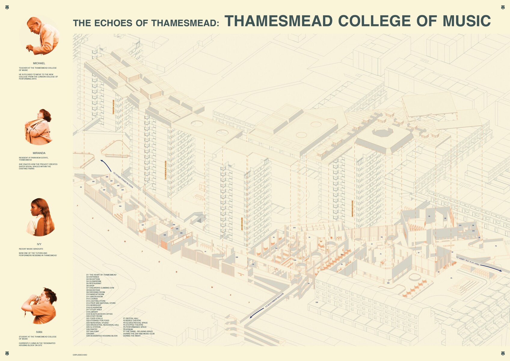 Thamesmead College of Music: Explore the vibrant isometric map of our creative campus.